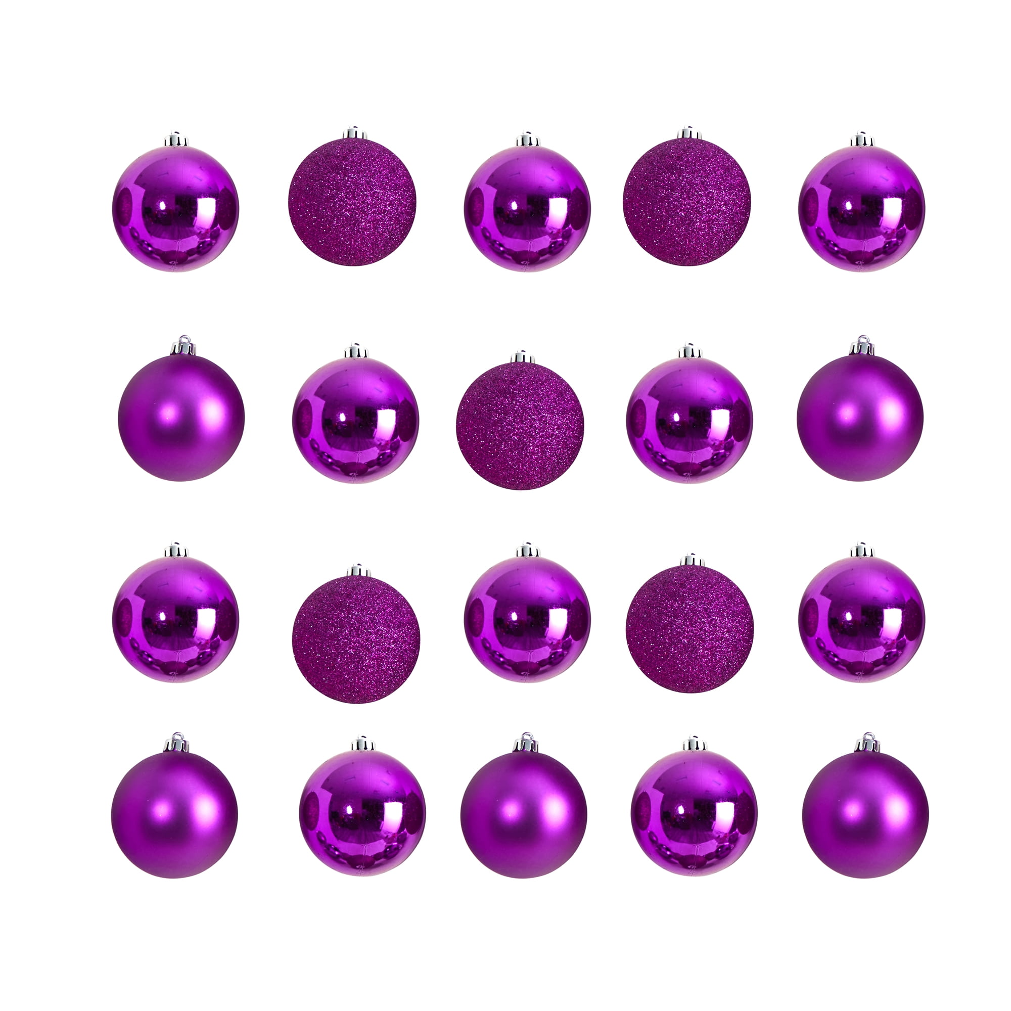 Nearly Natural Pink Plastic Holiday Christmas 3" Shatterproof Ornament Set, 20 Count