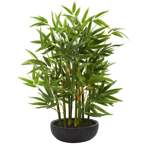 Nearly Natural Plastic 20" Bamboo Artificial Plant, Green