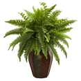 thumbnail image 1 of Nearly Natural Plastic 20" Boston Fern Artificial Plant in Decorative Planter, Green, 1 of 3