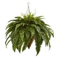 thumbnail image 1 of Nearly Natural Plastic 26" Giant Boston Fern Artificial Plant with Hanging Basket, Green, 1 of 2
