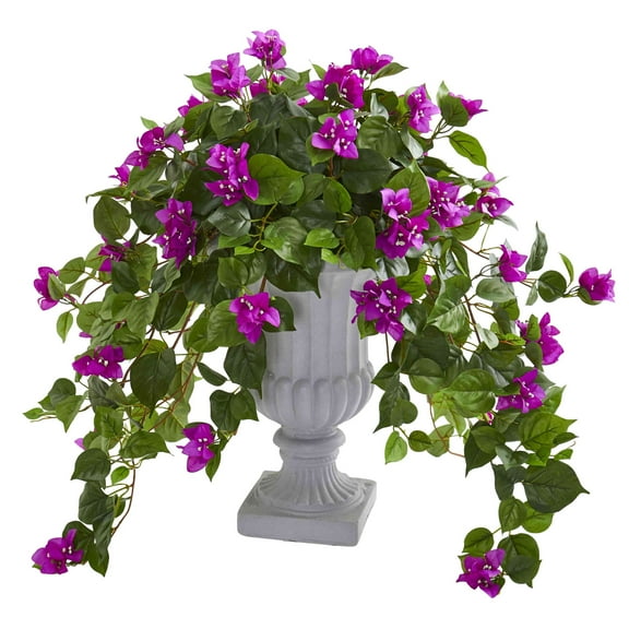 Nearly Natural Plastic 27" Bougainvillea Artificial Plant in Decorative Urn, Purple