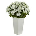 thumbnail image 1 of Nearly Natural Plastic 27" Geranium Artificial Plant in White Planter, 1 of 3