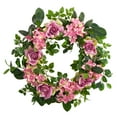 thumbnail image 1 of Nearly Natural Plastic All Occasion Hydrangea Rose Artificial Wreath, 22" (Multicolor), 1 of 4