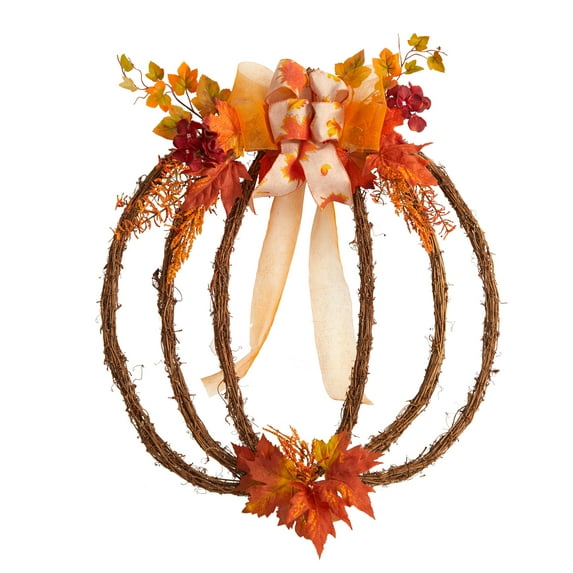 Nearly Natural Plastic Thanksgiving Artificial Fall Wreath, 26" (Multicolor)