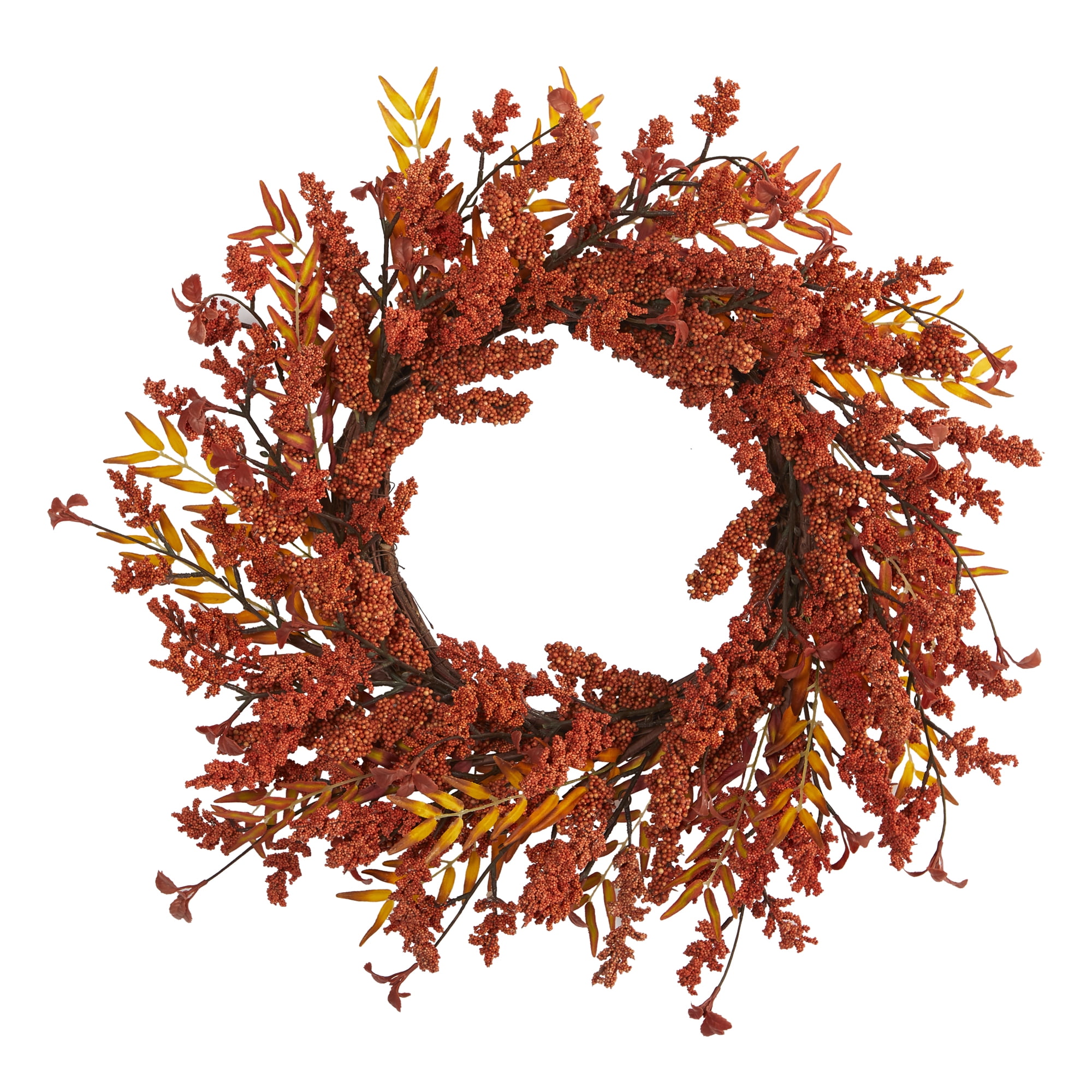 Nearly Natural Plastic Wreath, 18.00" (Assorted Colors)