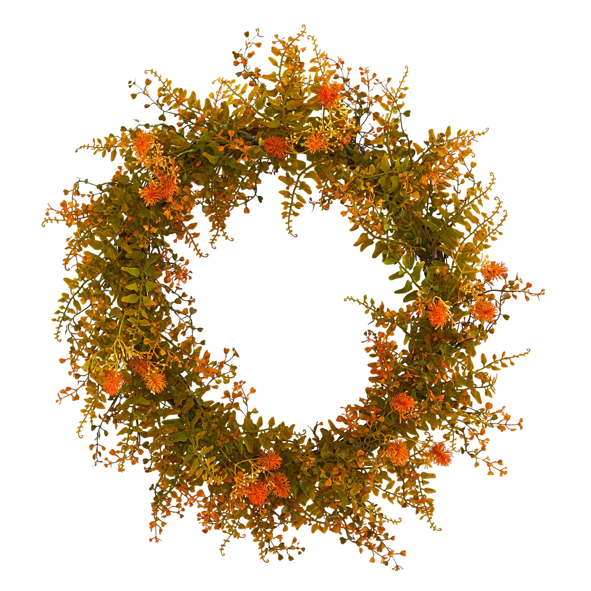 Nearly Natural Plastic Wreath, 21.00" (Assorted Colors)