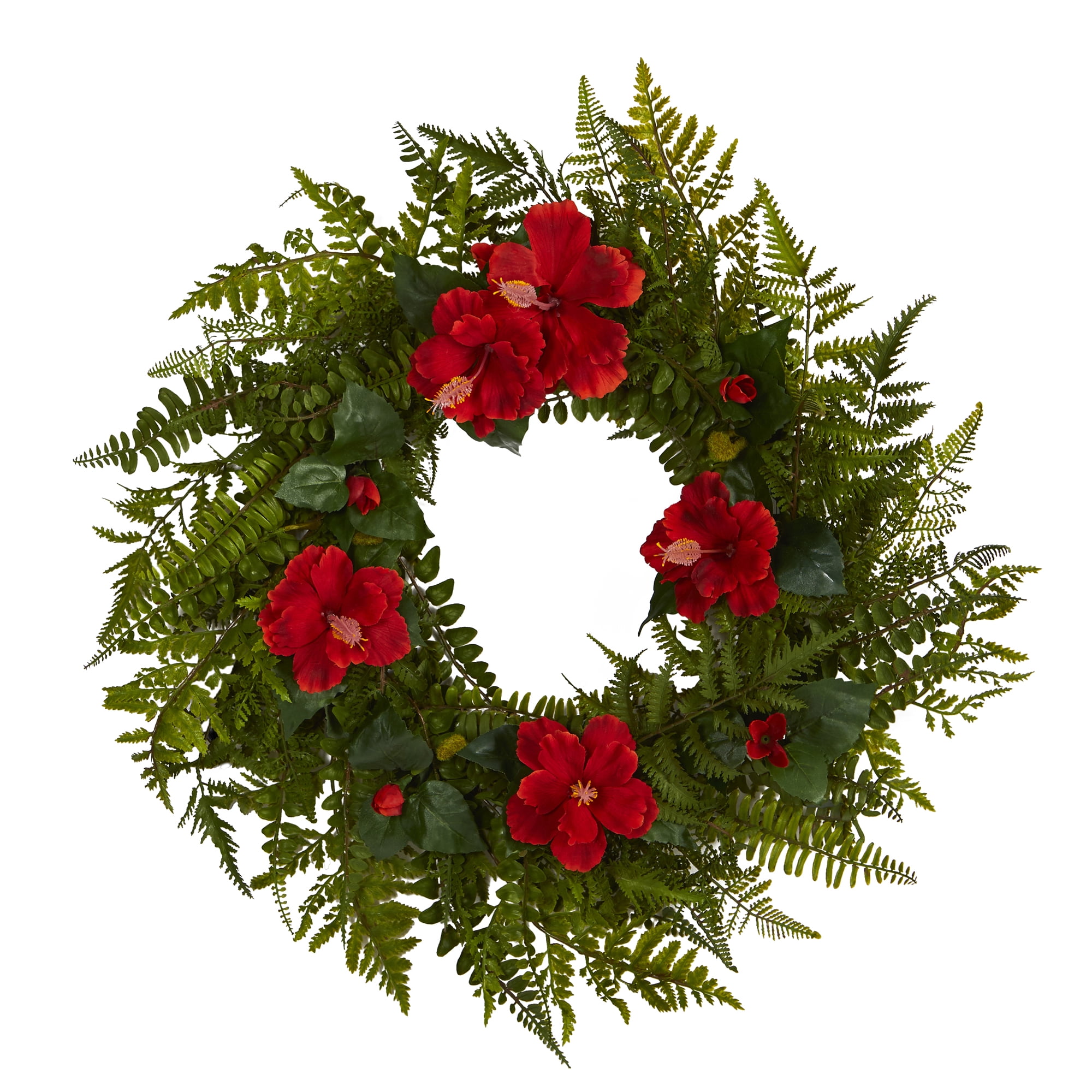 Nearly Natural Plastic Wreath, 24.00" (Assorted Colors)