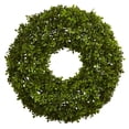 thumbnail image 1 of Nearly Natural Polyester Artificial Boxwood Wreath, 22" (Green), 1 of 6