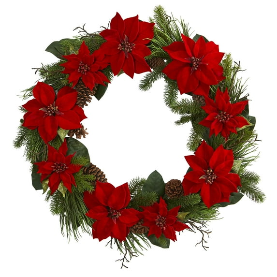 Nearly Natural Polyester Holiday Wreath, 36" (Assorted Colors)