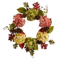 thumbnail image 1 of Nearly Natural Polyester Hydrangea Fall Artificial Wreath, with Hydrangea, 25" (Multicolor), 1 of 5