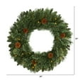 thumbnail image 1 of Nearly Natural 24in. White Mountain Pine Artificial Christmas Wreath with 35 LED Lights and Pinecones, 1 of 5