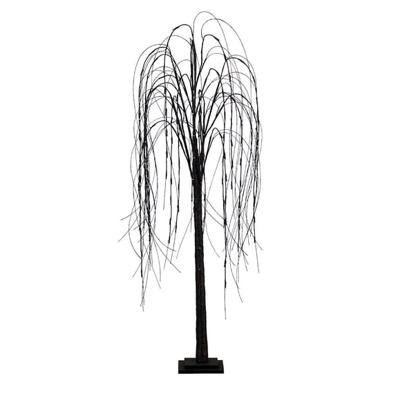 Nearly Natural Pre-Lit Willow Artificial Halloween Tree - 5' - Black - Dual Color LED Lights