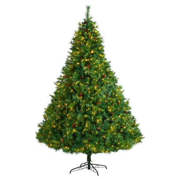 Nearly Natural Prelit LED Clear Lights, Mixed Pine Artificial Christmas Tree, 8'