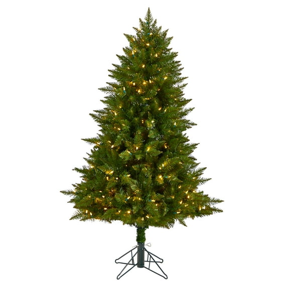 Nearly Natural Prelit LED Green Decorated Spruce Christmas Tree, with 586 Bendable Branches 5'