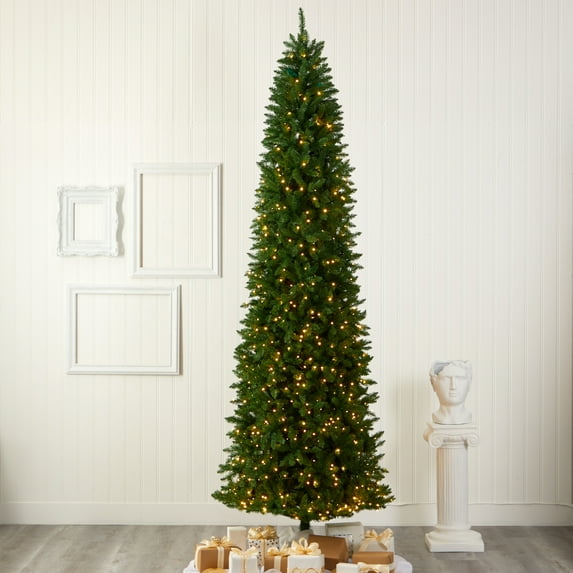 Nearly Natural Prelit with LED Lights 10' Pine Artificial Christmas Tree, Green