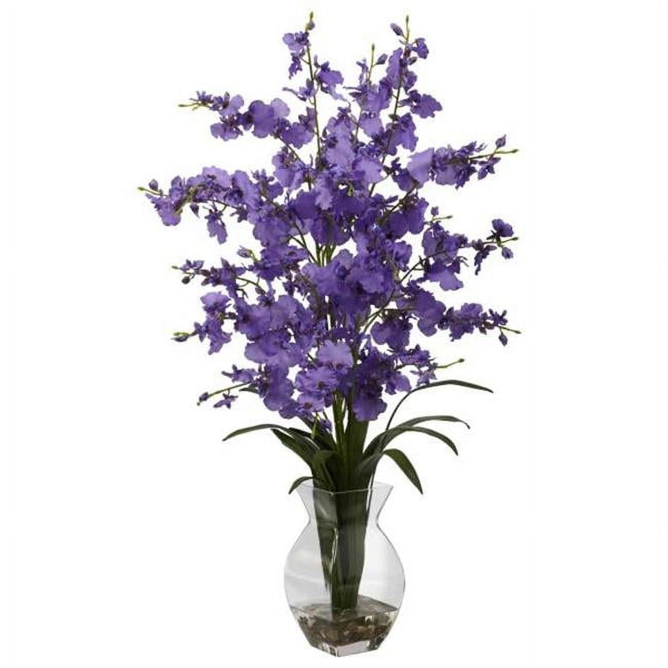 Purple Dancing Lady Orchid in Glass Vase with Faux Water