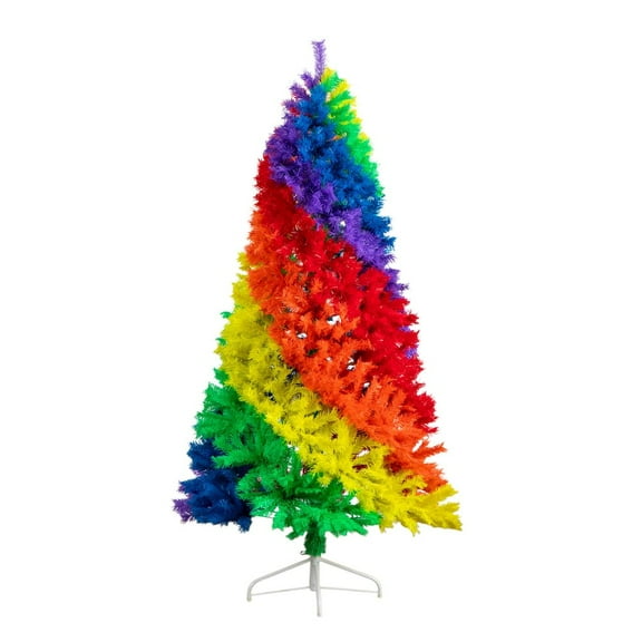 Nearly Natural 6ft. Artificial Rainbow Christmas Tree