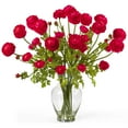 thumbnail image 1 of Nearly Natural Ranunculus Liquid Illusion Silk Flower Arrangement in Red, 1 of 2