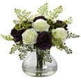 thumbnail image 1 of Nearly Natural Rose & Maiden Hair Floral Arrangement with Vase, 1 of 1