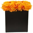 thumbnail image 1 of Nearly Natural Roses Silk Arrangement in 9"H Black Vase, 1 of 3