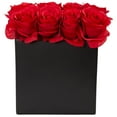 thumbnail image 1 of Nearly Natural Roses Silk Arrangement in 9"H Black Vase, 1 of 3