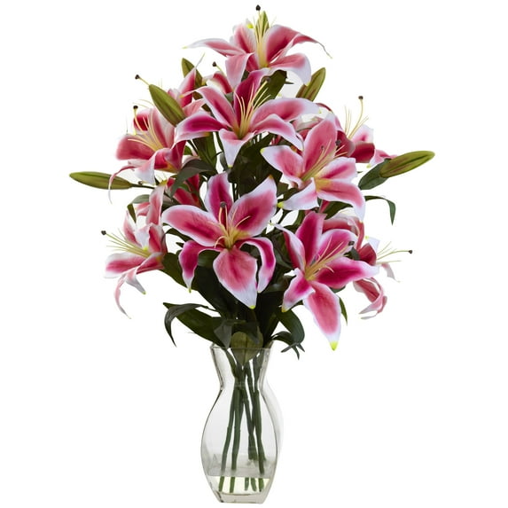 Nearly Natural Rubrum Lily Floral Arrangement
