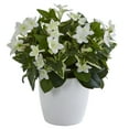 Nearly Natural Stephanotis Artificial Plant in White Vase, White