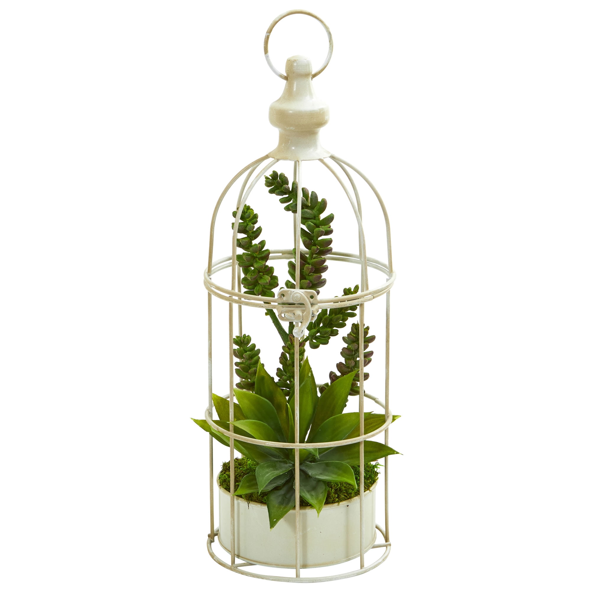 Nearly Natural Succulent Garden Artificial Plant in Birdcage