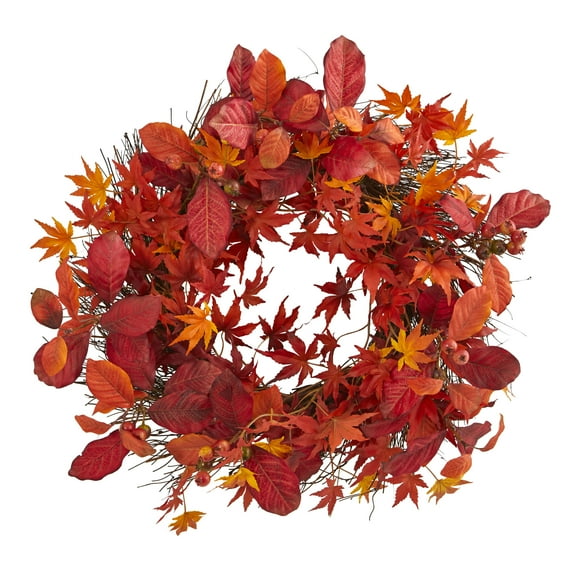 Nearly Natural Synthetic Wreath, 22" (Red)