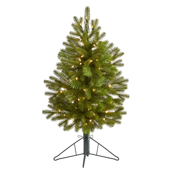 Nearly Natural T1437 3 ft. Cambridge Spruce Flat Back Artificial Christmas Tree with 50 Warm White LED Lights & 113 Bendable Branches