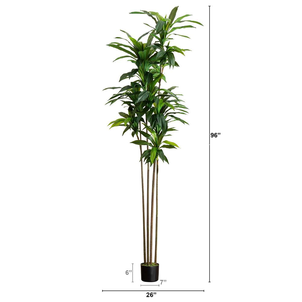 Nearly Natural 8ft Green Artificial Dracaena Tree with Real Touch Leaves