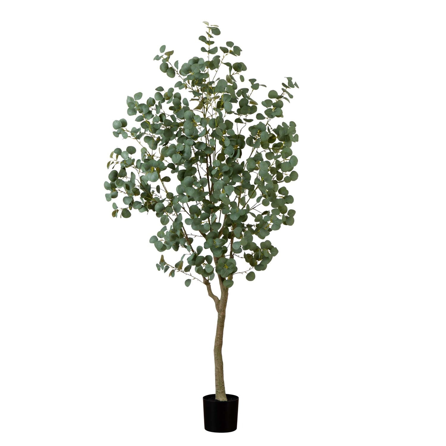 7ft Tall Green Faux Eucalyptus Tree in Black Planter