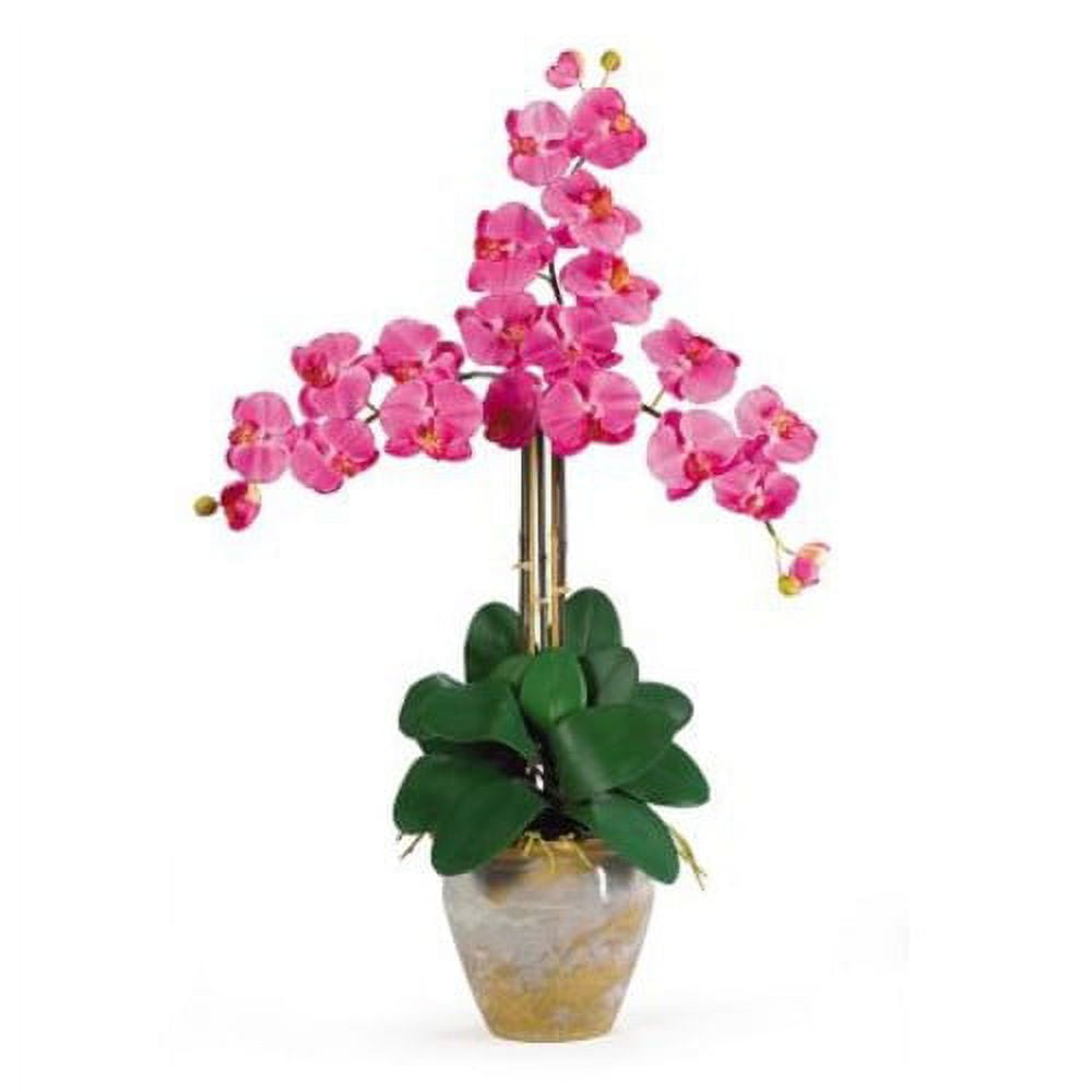 27" Dark Pink Silk Orchid Arrangement in Glazed Ceramic Vase