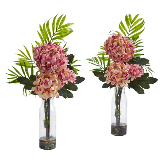 Nearly Natural Tropical Mum Artificial Arrangement (Set of 2)