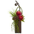 thumbnail image 1 of Nearly Natural Tropical & Succulent Artificial Arrangement in Brown Vase, 1 of 2