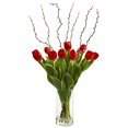 thumbnail image 1 of Nearly Natural Tulips Artificial Arrangement in Cylinder Vase, 1 of 2