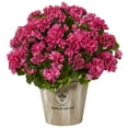 thumbnail image 1 of Nearly Natural UV Resistant Pink Geranium Artificial Flower Arrangement in Planter, 1 of 4