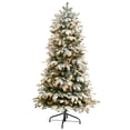 thumbnail image 1 of Nearly Natural Warm White Prelit LED Slim Flocked Fir Artificial Christmas Tree, 5', 1 of 10