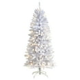 thumbnail image 1 of Nearly Natural Warm White Prelit LED White Decorated Slim Christmas Tree, with 491 Bendable Branches 5', 1 of 9