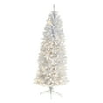 thumbnail image 1 of Nearly Natural Warm White Prelit LED White Decorated Slim Christmas Tree, with 743 Bendable Branches 6', 1 of 11