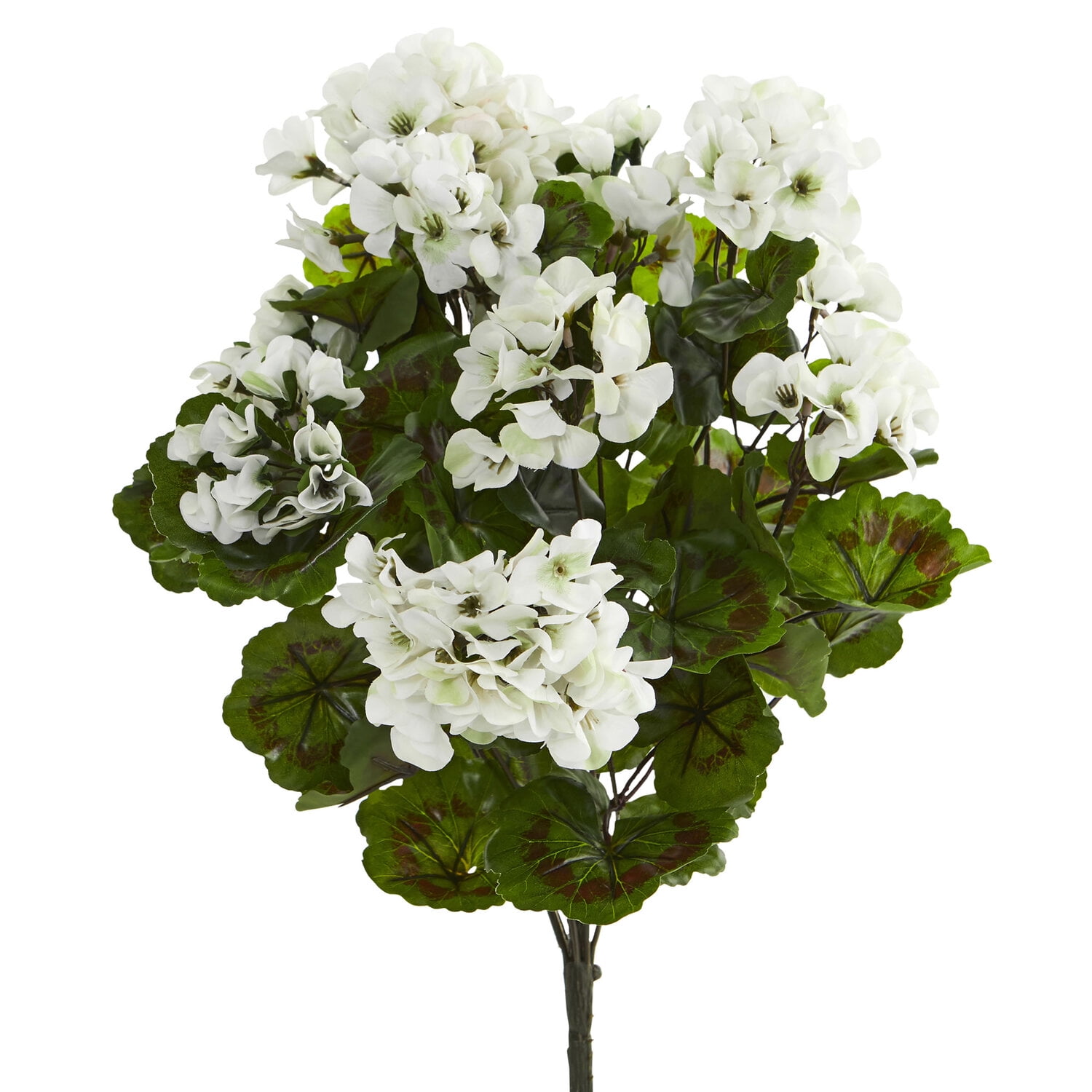 Nearly Natural White Geranium Artificial Flower Bush, UV Resistant, Set of 3