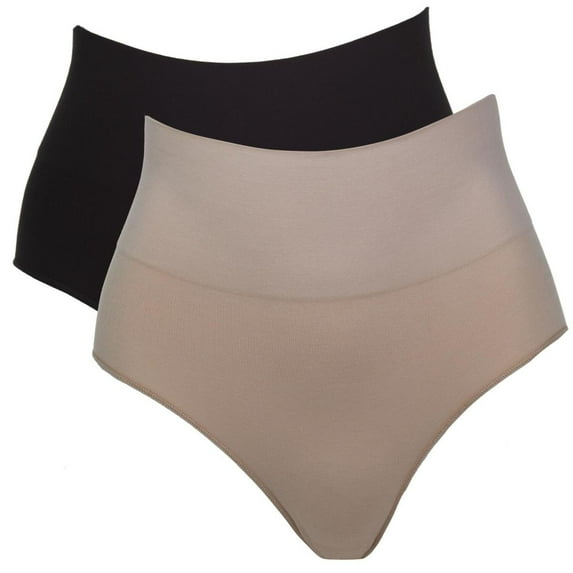Nearly Nude 2-pack Smoothing Modal Cotton High-Waist Brief, Nude/Black, M/L