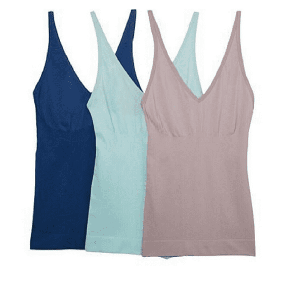Nearly Nude 3pk Seamless Smoothing Convertible Tank,Aqua Lilac Navy, 2X