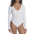 thumbnail image 1 of NearlyNude Womens 2x2 Modal Ribbed Plunge Bodysuit Style-RNN46, 1 of 2