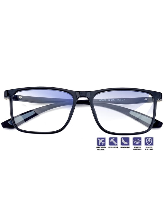 Nearsighted Distance Glasses for Men Oversized Near Sighted Vision Driving See Far Vision Eyeglasses Large Non Prescription Myopia Farsighted Eyewear Wide Blue Light Nearsightedness Frame -2.5
