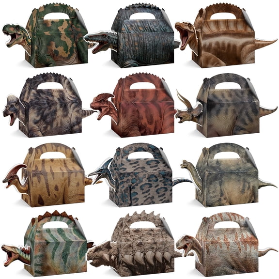 Neasyth 12PCS 3D Dinosaur Candy Boxes for Dino Birthday Party Favors Decorations Supplies