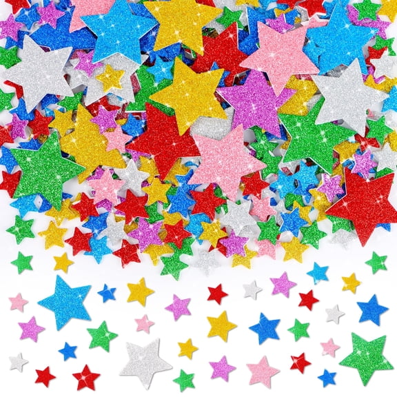Neasyth 1376 Pcs Foam Stickers, Glitter Shape Stickers, Stars Sticker for Crafts Supplies DIY Art Project Scrapbooking Home Decor