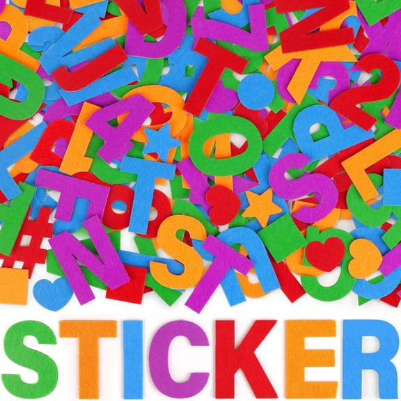Neasyth 225Pcs Felt Letters Stickers, 2 Inch Large Alphabet Letters Numbers & Shapes Sticker for DIY Scrapbook Arts and Crafts Supplies(Multicolor)