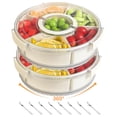 thumbnail image 1 of Neasyth 2Pack Divided Rotating Serving Tray with Lid & Handle for Fruits Snacks Veggie Charcuterie, Snackle Box Container, 1 of 8