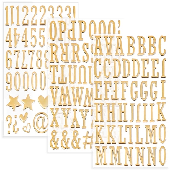 Neasyth 3 Sheets 3D Gold Letter Stickers, 1 Inch Foam Alphabet Number Decals, Puffy ABC Letters for Crafts Scrapbooking Graduation Cap